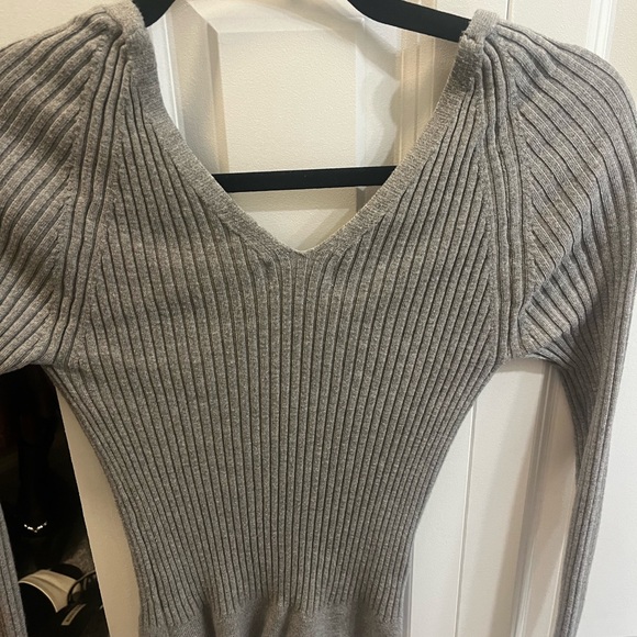 Mango Gray Ribbed Knit Cardigan - Picture 3 of 3